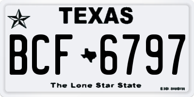 TX license plate BCF6797