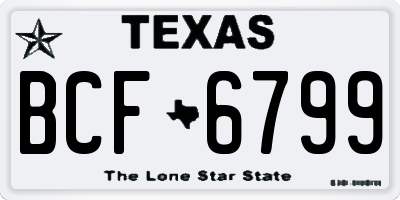 TX license plate BCF6799