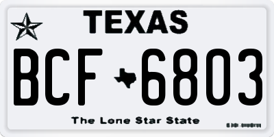 TX license plate BCF6803