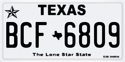TX license plate BCF6809