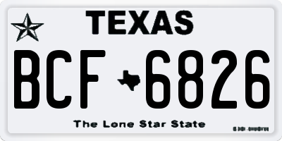 TX license plate BCF6826