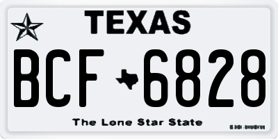 TX license plate BCF6828