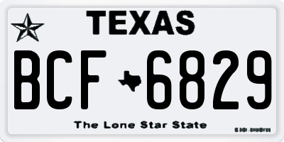 TX license plate BCF6829