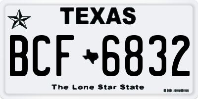 TX license plate BCF6832