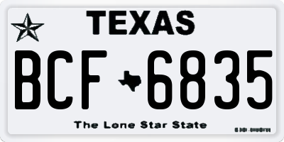 TX license plate BCF6835