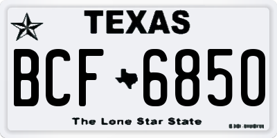 TX license plate BCF6850