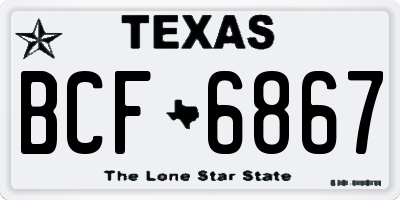 TX license plate BCF6867