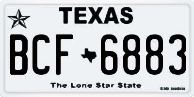 TX license plate BCF6883