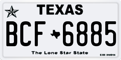 TX license plate BCF6885