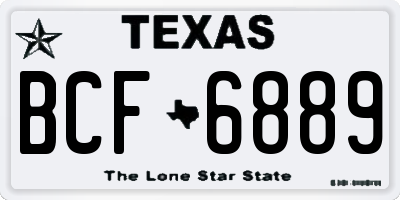 TX license plate BCF6889