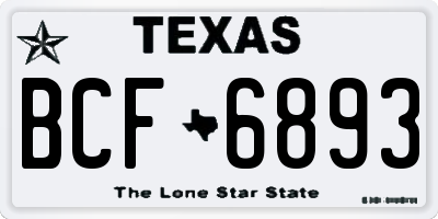 TX license plate BCF6893