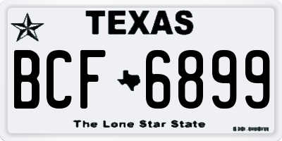 TX license plate BCF6899