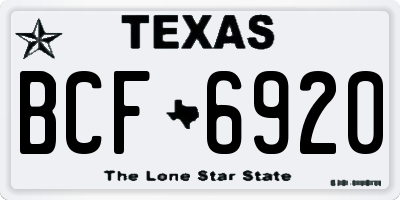 TX license plate BCF6920