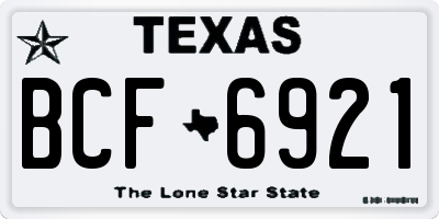 TX license plate BCF6921