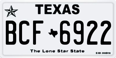 TX license plate BCF6922