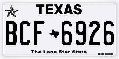 TX license plate BCF6926