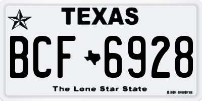 TX license plate BCF6928