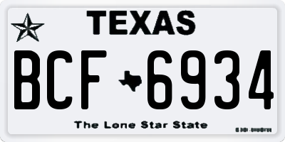 TX license plate BCF6934