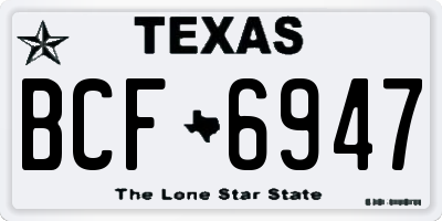 TX license plate BCF6947
