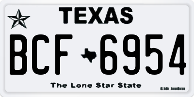 TX license plate BCF6954