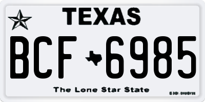 TX license plate BCF6985