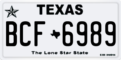 TX license plate BCF6989