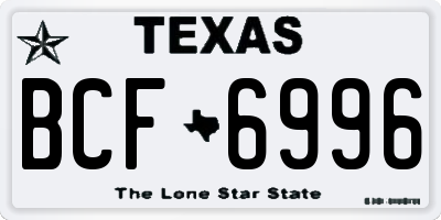 TX license plate BCF6996