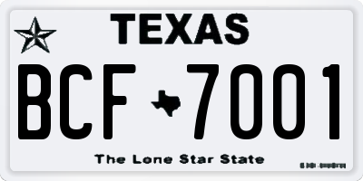 TX license plate BCF7001