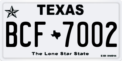 TX license plate BCF7002