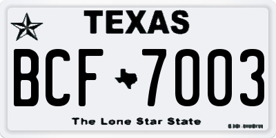 TX license plate BCF7003