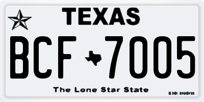 TX license plate BCF7005