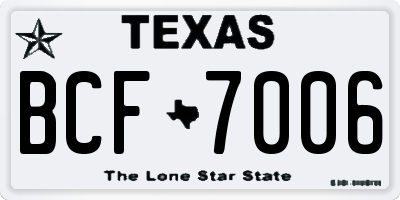 TX license plate BCF7006