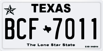 TX license plate BCF7011