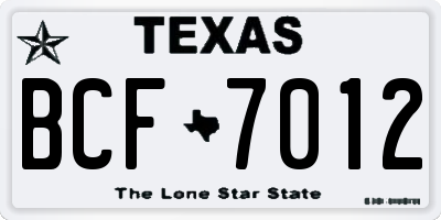TX license plate BCF7012