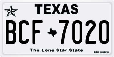 TX license plate BCF7020