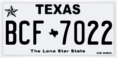 TX license plate BCF7022