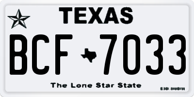 TX license plate BCF7033