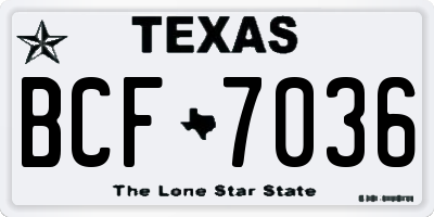 TX license plate BCF7036
