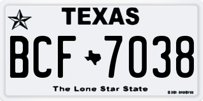 TX license plate BCF7038