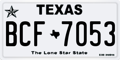 TX license plate BCF7053