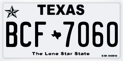 TX license plate BCF7060