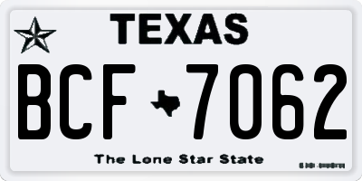 TX license plate BCF7062