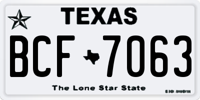 TX license plate BCF7063