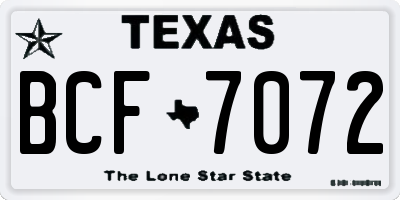 TX license plate BCF7072