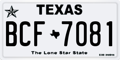 TX license plate BCF7081