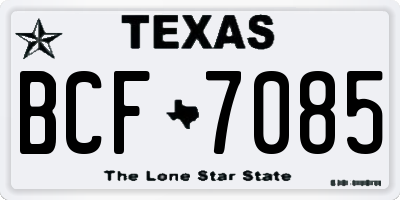 TX license plate BCF7085