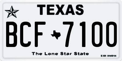 TX license plate BCF7100