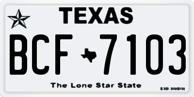 TX license plate BCF7103