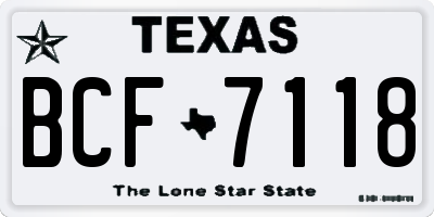 TX license plate BCF7118