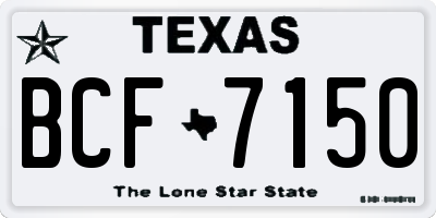 TX license plate BCF7150